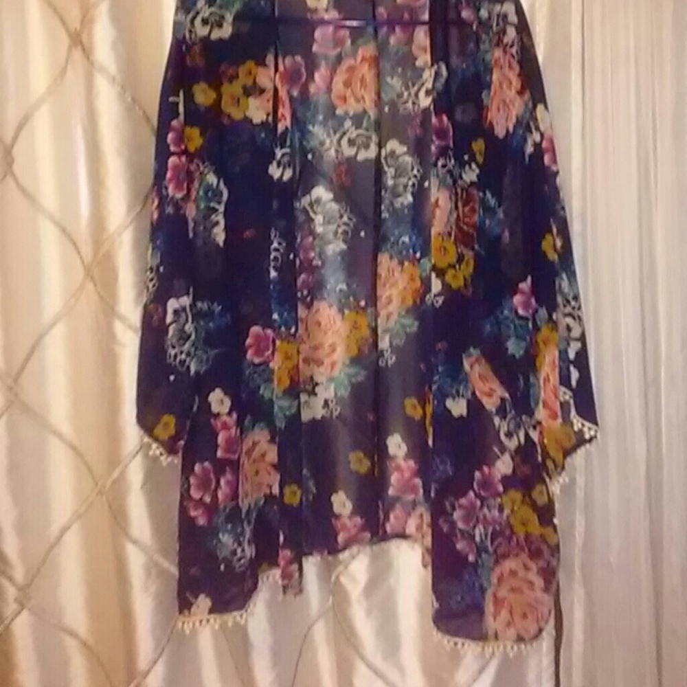 Blue floral kimono